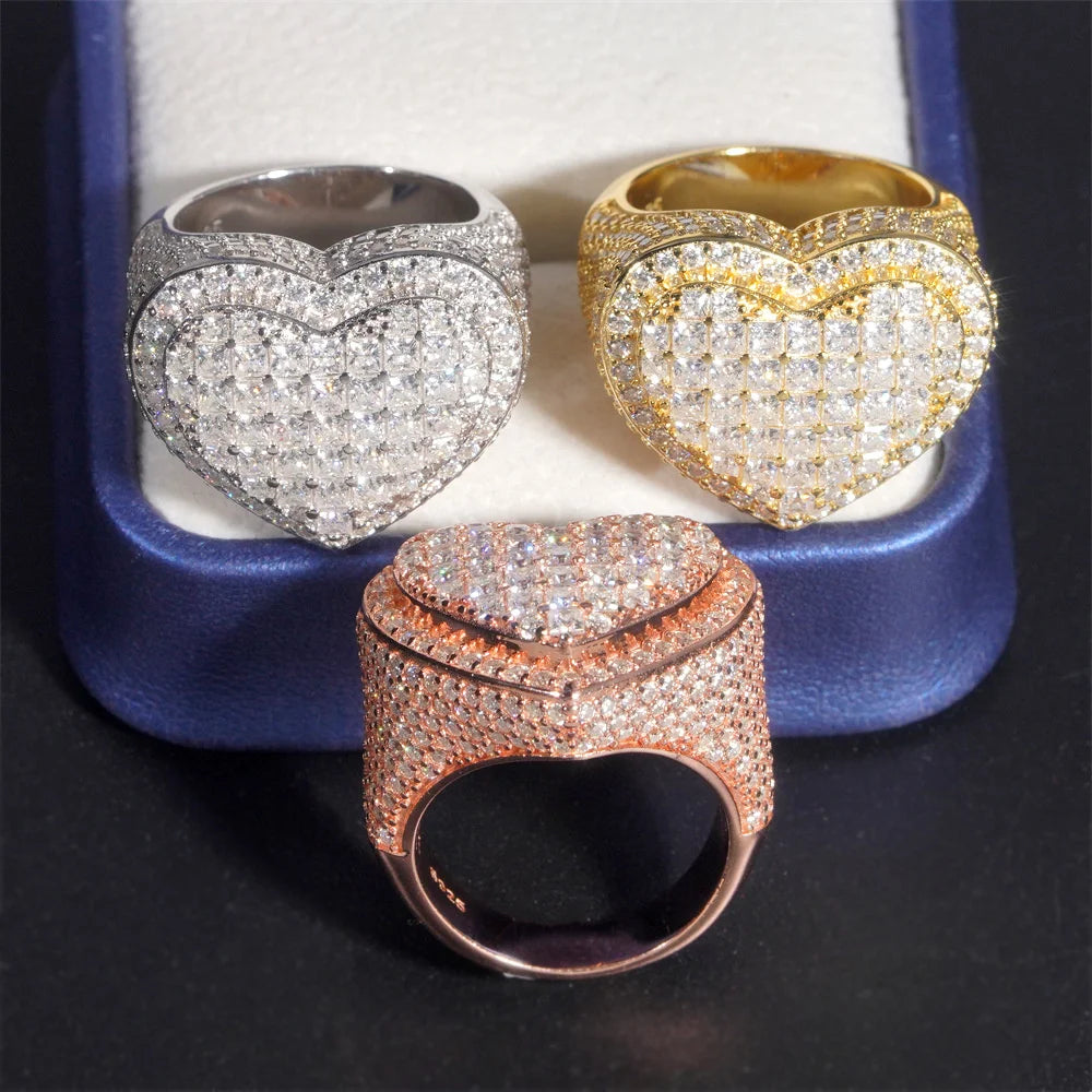 Iced Out Pave Heart Ring for Men, image 7