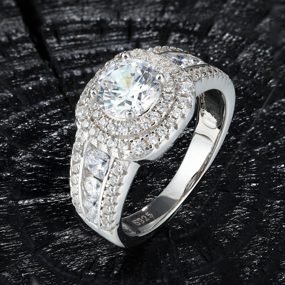 Round Cut Moissanite Halo Ring, image 9