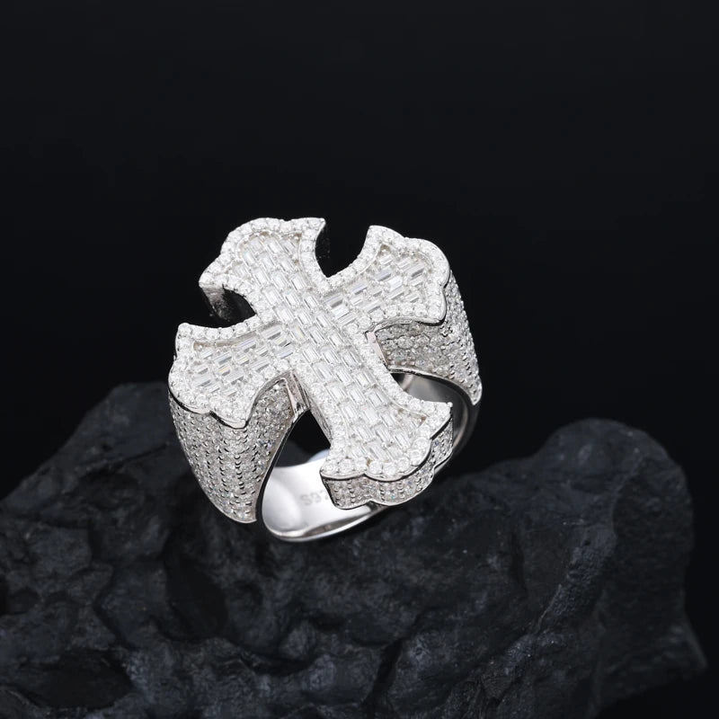 Iced Out Cross Ring for Men, image 3