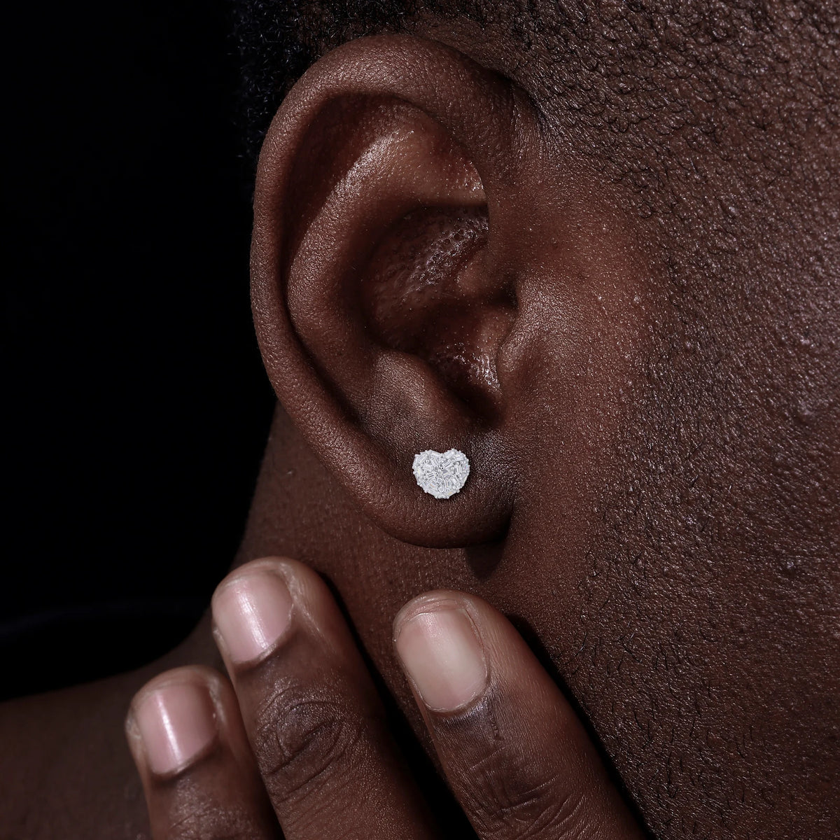 Moissanite Pave Heart Stud Earrings, image 8