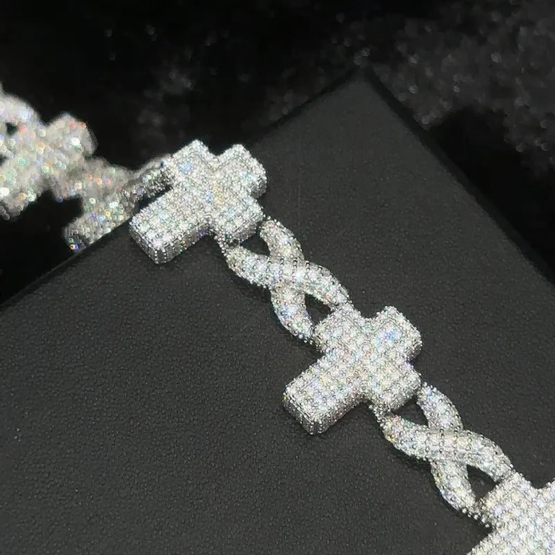 Iced Out Cross Link Bracelet for Men, image 7