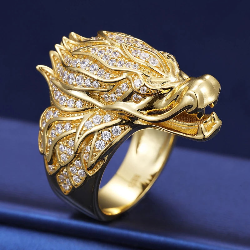 Iced Out Dragon Ring for Men, image 6