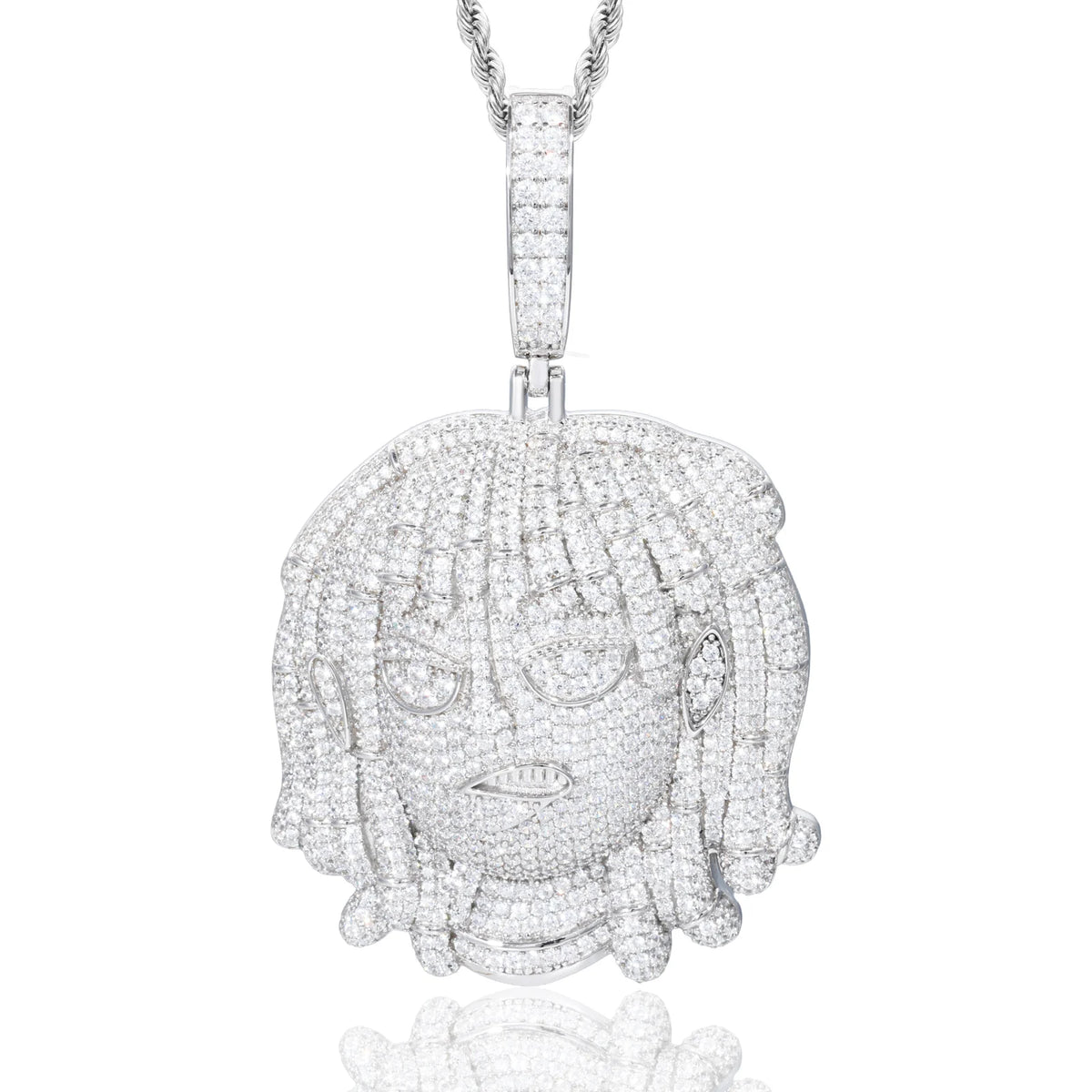 Iced Out Cartoon Dreadlock Pendant Necklace for Men