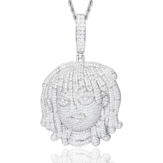 Iced Out Cartoon Dreadlock Pendant Necklace for Men