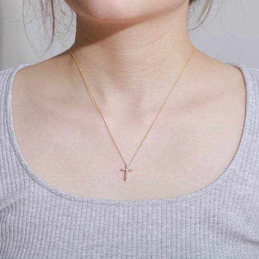 Moissanite Cross Pendant Necklace, image 3