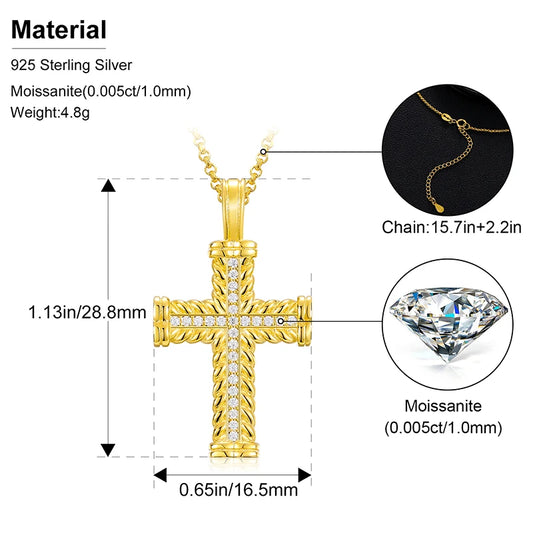 Moissanite Cross Pendant Necklace, image 4