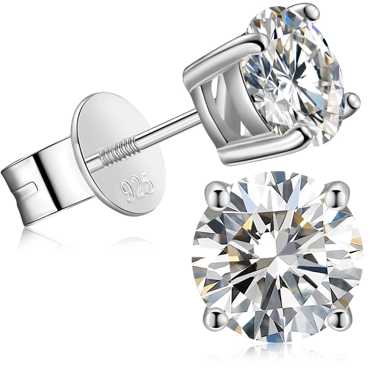 Round Cut Moissanite Stud Earrings, image 11