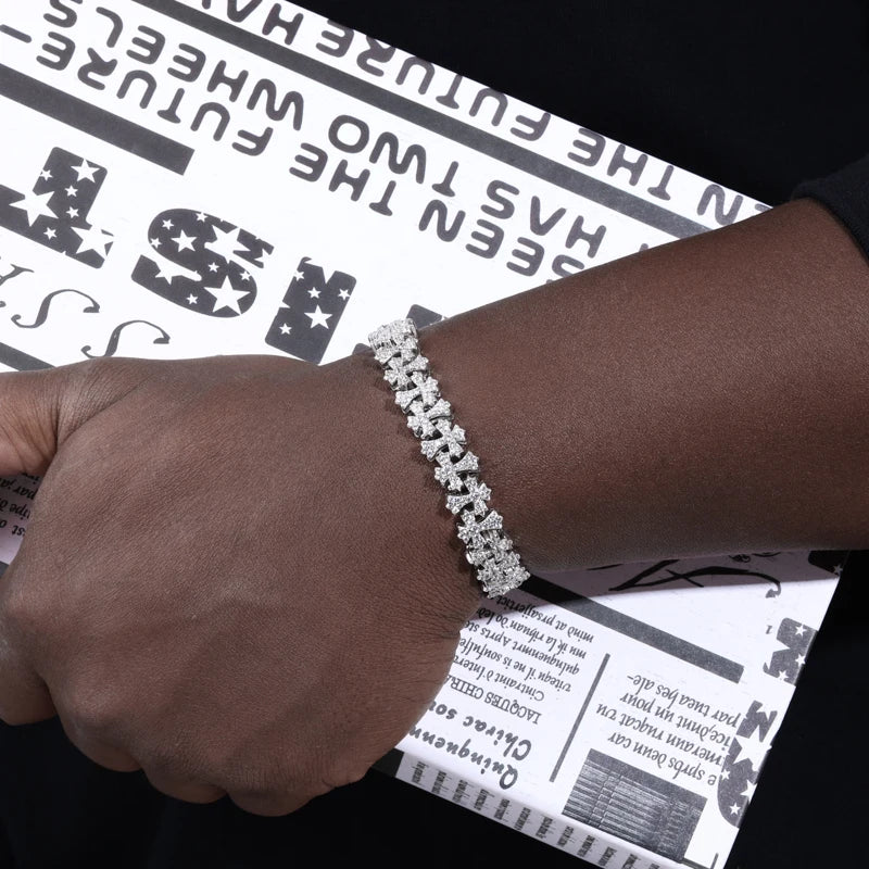Iced Out Gothic Cross Link Bracelet for Men, image 6