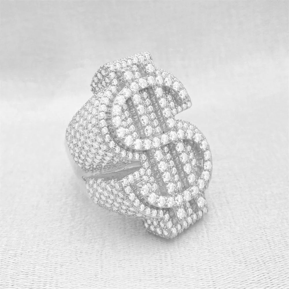 Iced Out Dollar Sign Ring for Men, image 6