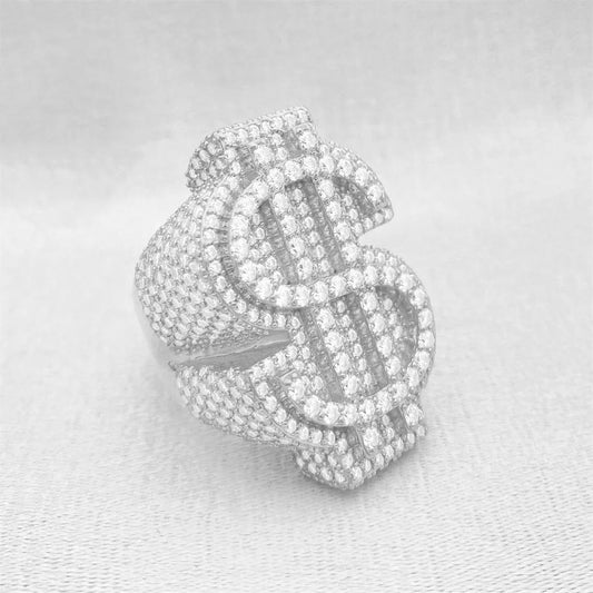 Iced Out Dollar Sign Ring for Men, image 6