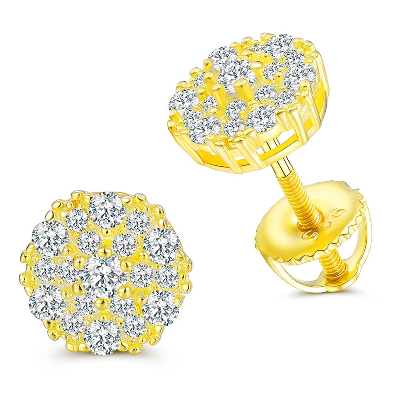 Moissanite Round Cluster Stud Earrings, image 7