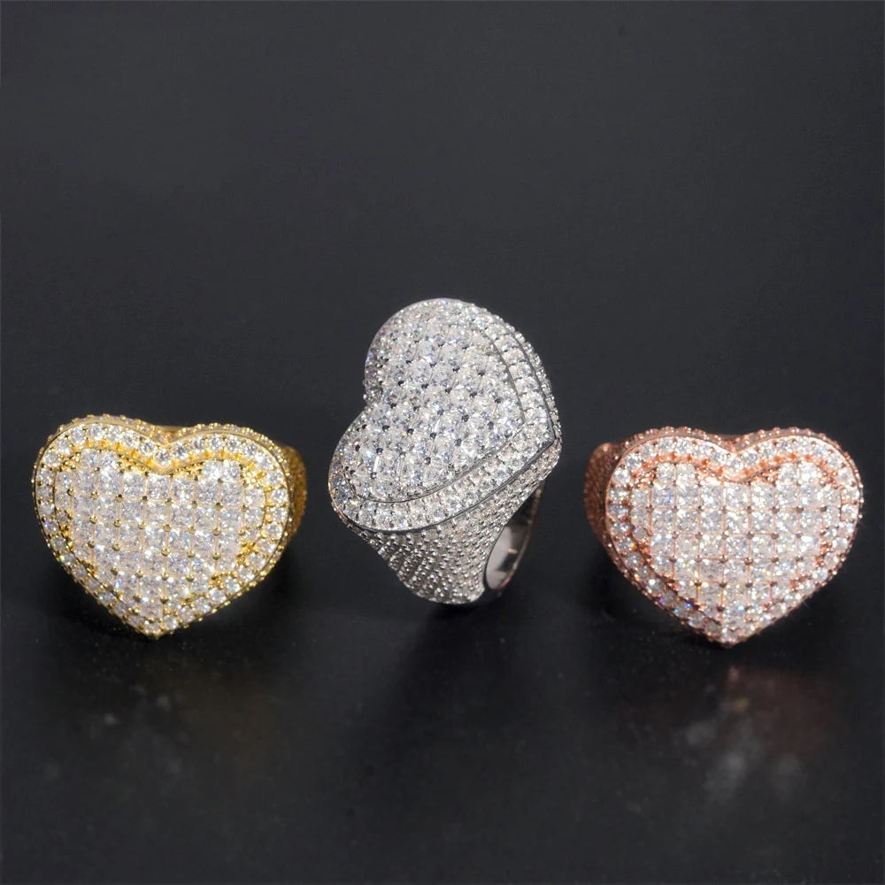 Iced Out Pave Heart Ring for Men, image 4