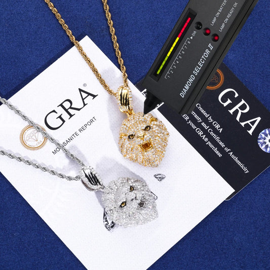 Iced Out Lion Head Pendant Necklace for Men, image 4