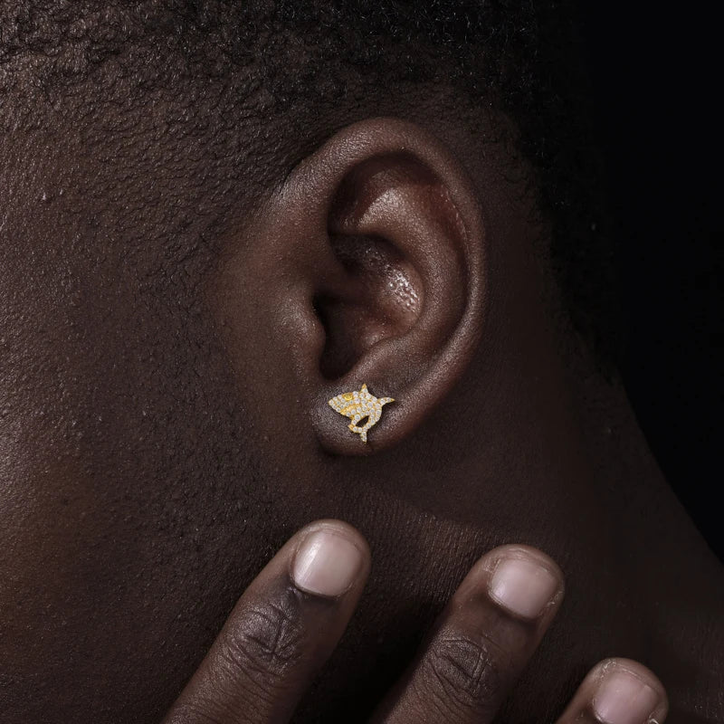 Iced Out Shark Stud Earrings for Men, image 8
