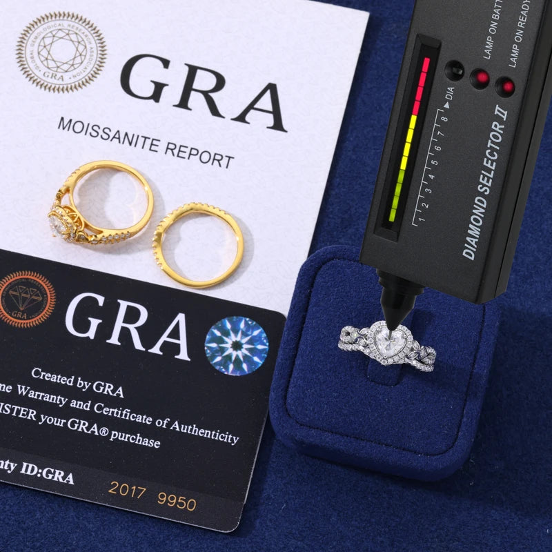 Round Cut Moissanite Heart Ring Set, image 4