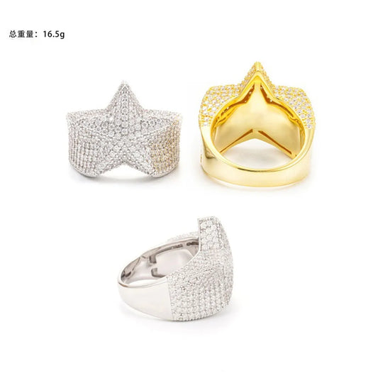 Iced Out Star Ring for Men