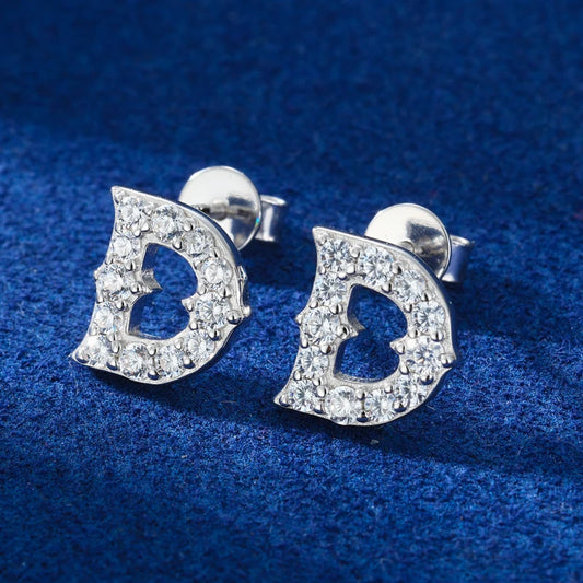 Iced Out Letter D Stud Earrings, image 5