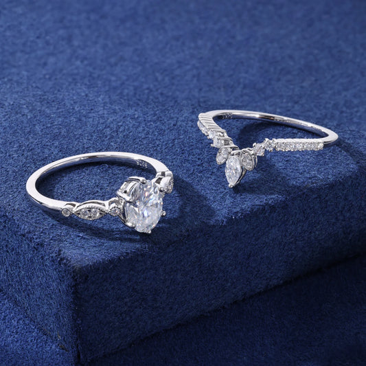 Oval Cut Moissanite Twist Ring Set, image 5