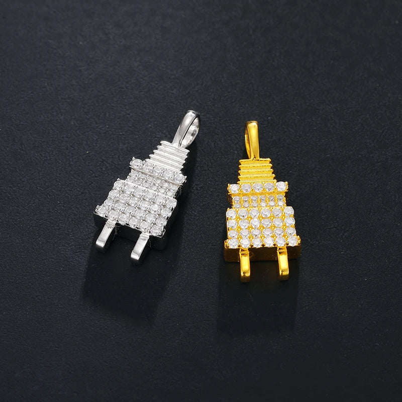 Iced Out Electric Plug Pendant Necklace for Men, image 3