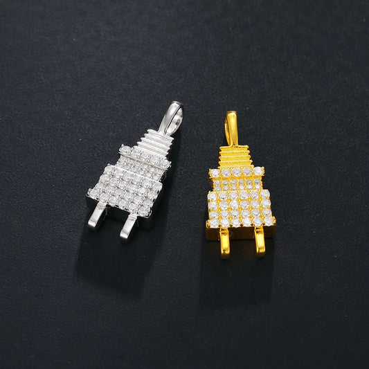 Iced Out Electric Plug Pendant Necklace for Men, image 3