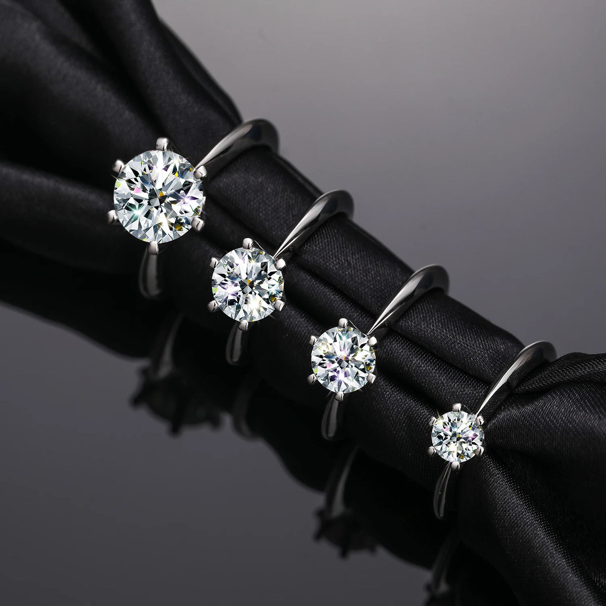 Round Cut Moissanite Solitaire Ring, image 5