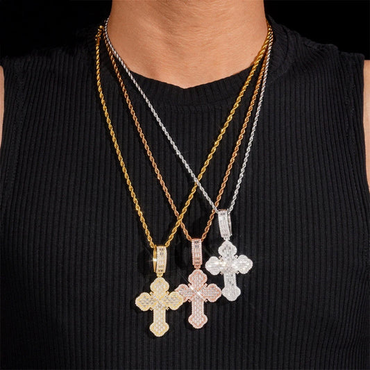 Baguette Moissanite Cross Pendant for Men, image 5