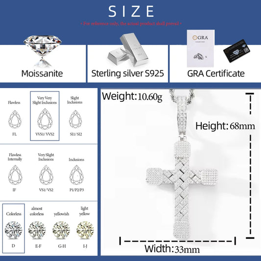 Iced Out Cross Pendant Necklace for Men, image 3