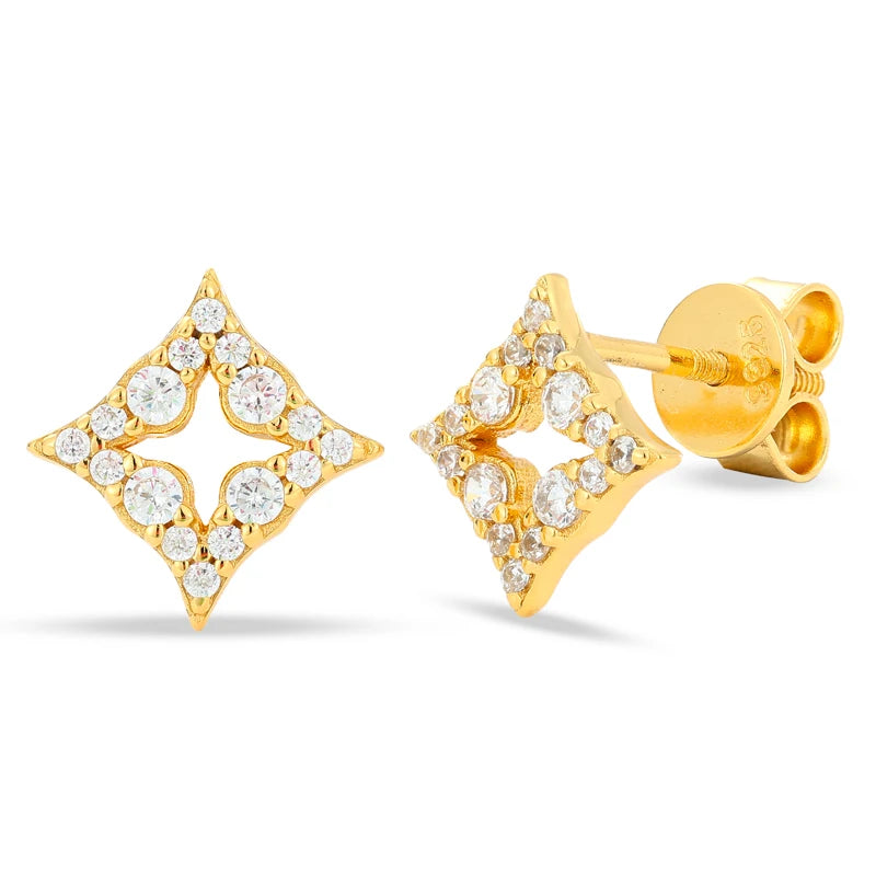 Moissanite Four Point Star Stud Earrings, image 9