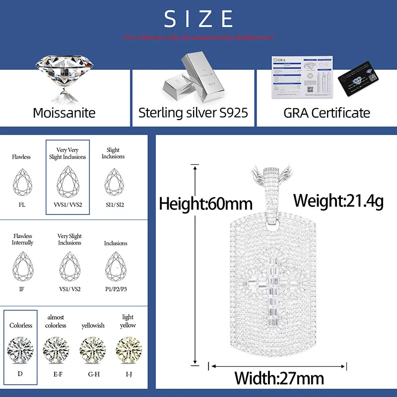 Iced Out Dog Tag Pendant Necklace for Men, image 3