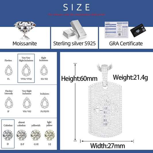Iced Out Dog Tag Pendant Necklace for Men, image 3