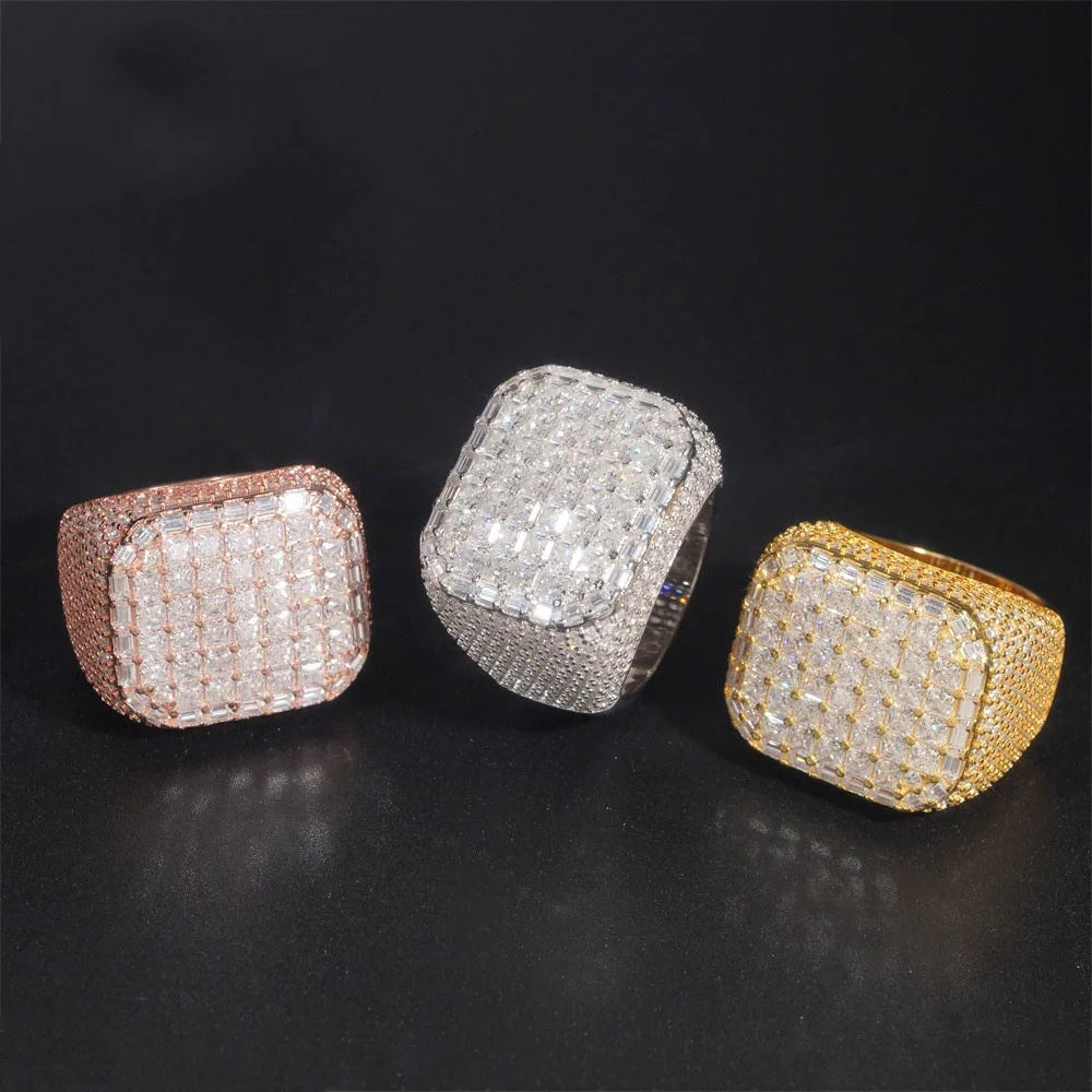 Iced Out Square Signet Ring for Men