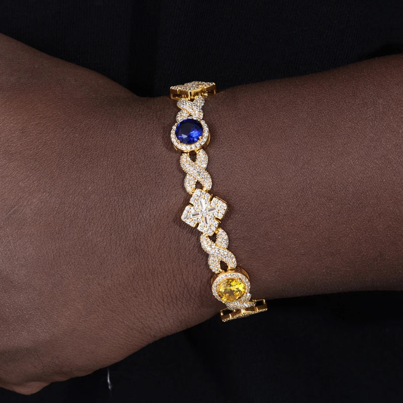 Iced Out Maltese Cross Link Bracelet for Men, image 7