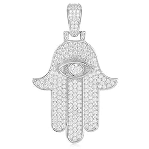 Iced Out Hamsa Evil Eye Pendant for Men, image 11
