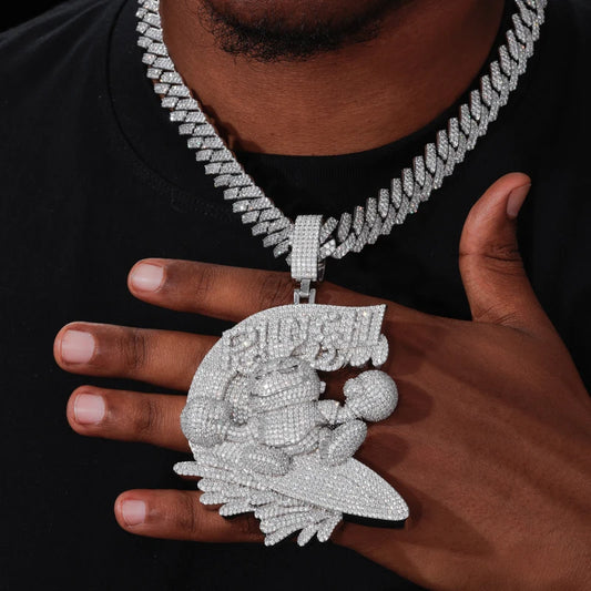 Iced Out Cartoon Boxer Pendant Necklace for Men, image 6
