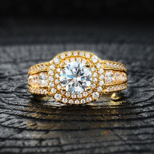Round Cut Moissanite Halo Ring, image 5