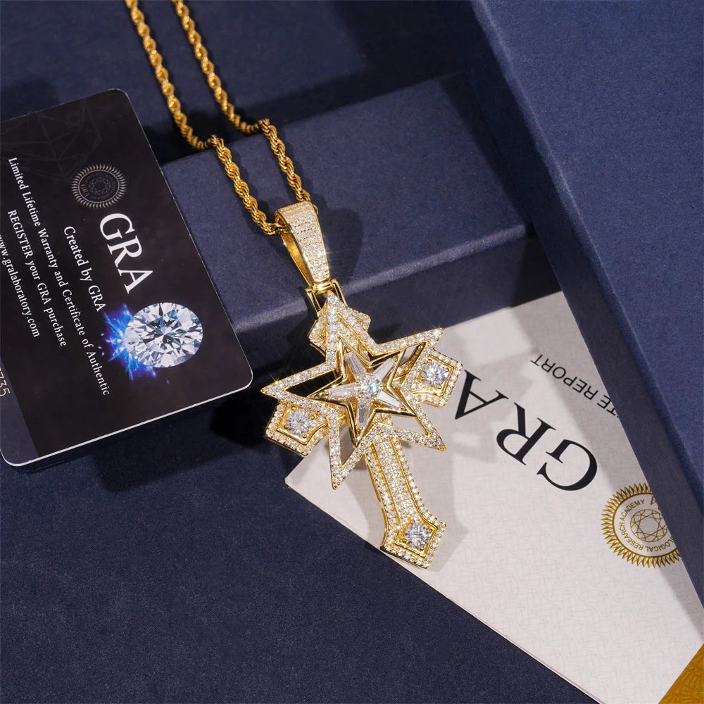 Star Cross Pendant Necklace for Men, image 4