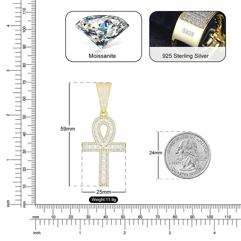 Iced Out Ankh Pendant for Men, image 3