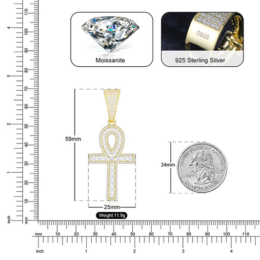 Iced Out Ankh Pendant for Men, image 3