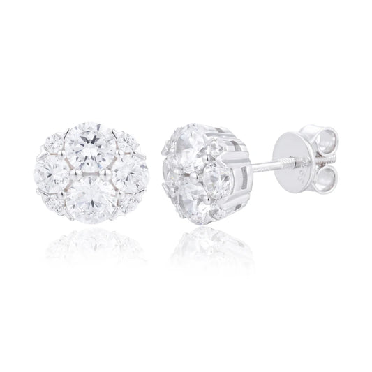 Moissanite Flower Cluster Stud Earrings, image 2