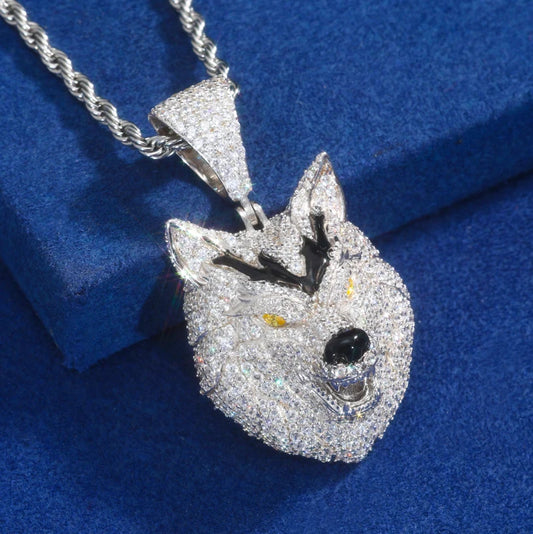 Iced Out 3D Wolf Head Pendant Necklace for Men, image 5