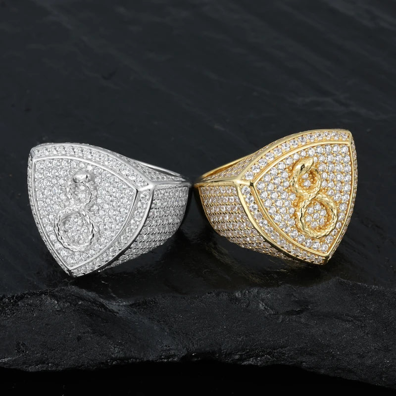 Iced Out Infinity Signet Ring for Men, image 7
