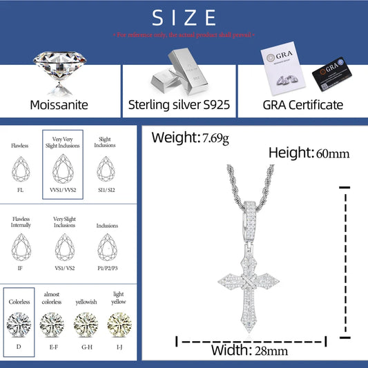 Iced Out Baguette Cross Pendant Necklace for Men, image 3