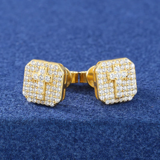 Moissanite Square Cross Stud Earrings, image 6