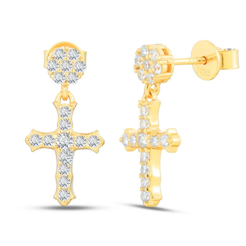 Moissanite Cross or Square Cluster Stud Earrings