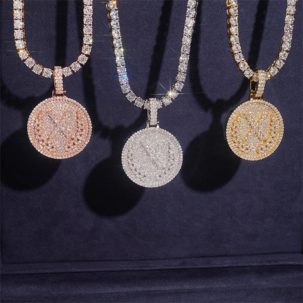Iced Out Round Medallion Pendant Necklace for Men