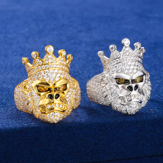 Iced Out Moissanite Gorilla Signet Ring for Men, image 5