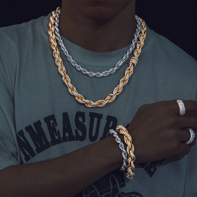 Iced Out Twist Rope Necklace or Bracelet for Men, image 6
