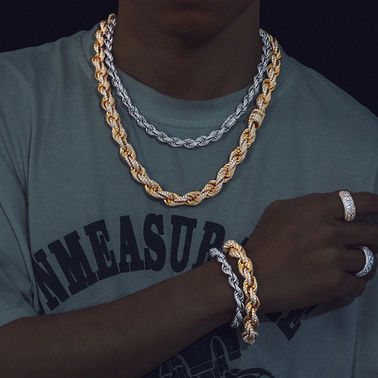 Iced Out Twist Rope Necklace or Bracelet for Men, image 6