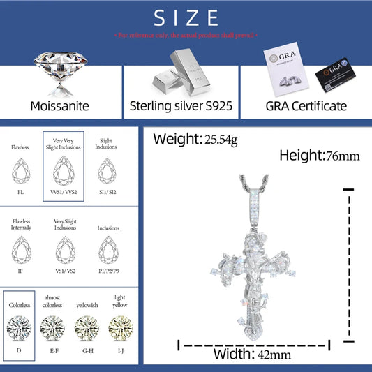 Iced Out Ornate Cross Pendant Necklace, image 3