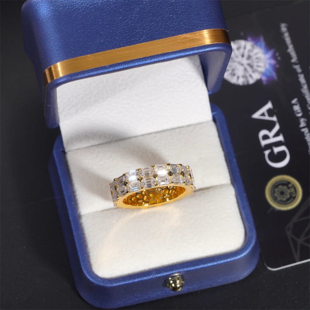Two Row Baguette Iced Out Band Ring for Men, image 4